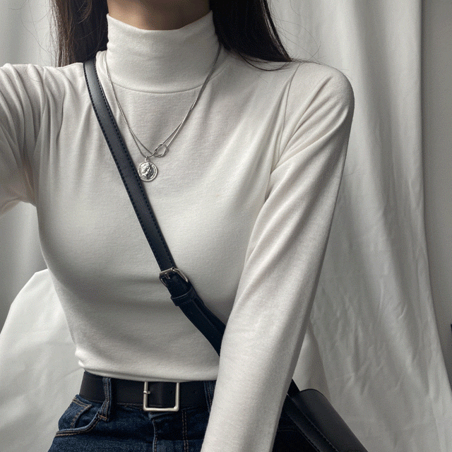 [1+1할인/기획특가!!] 데일리이너반목티 슬림 여리 반목폴라 티셔츠 4color