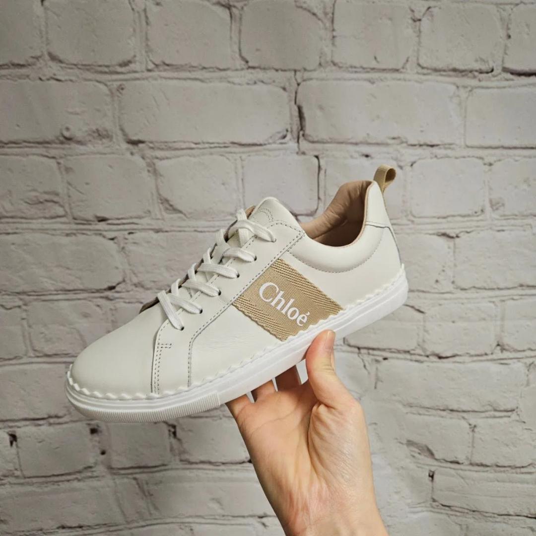 [관부과세포함/재고확보] 끌로에 로고 레더 스니커즈 화이트/베이지 C20515 231