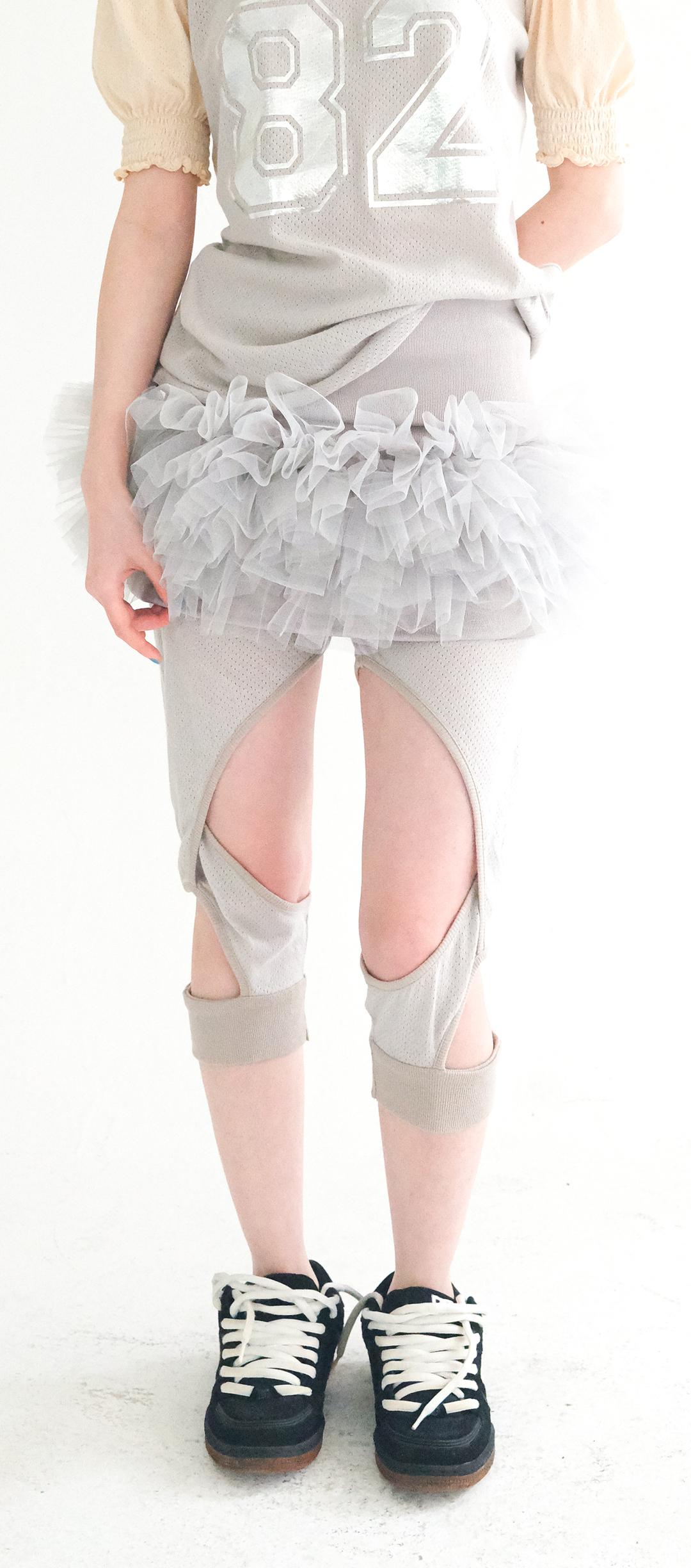 [fa.er.ie] cotton mesh cross up leggings (grey)