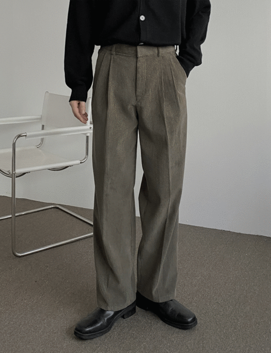 프리미엄 코듀로이 투턱 와이드 팬츠