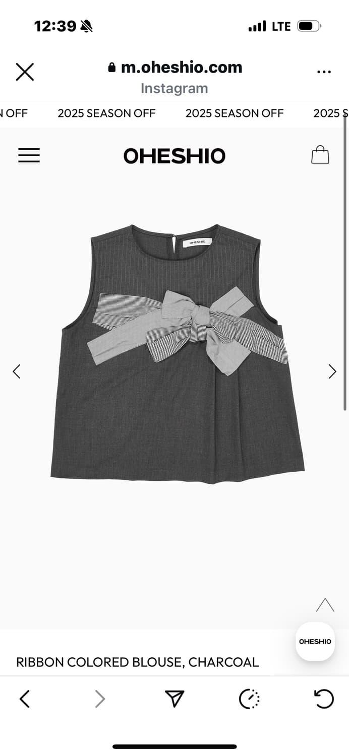 오헤시오 리본 블라우스 차콜 | 후루츠패밀리