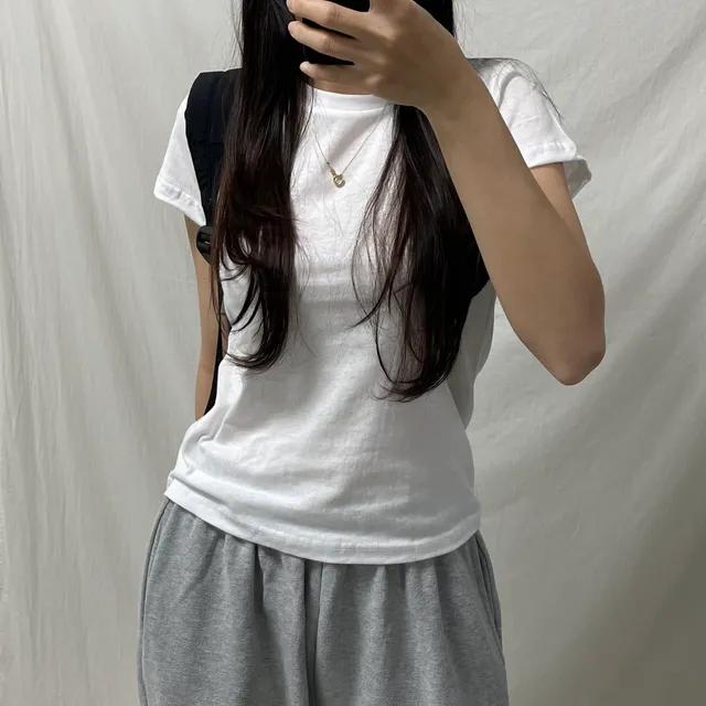 [사계절반팔/할인까지] 주디 슬림 라운드 반팔티셔츠 심플 베이직 이너티셔츠 8color