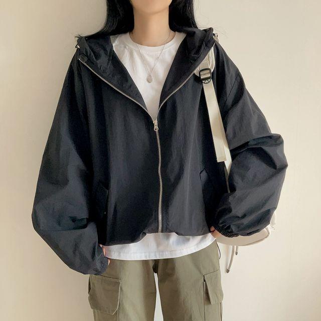 남여공용 투웨이 고프코어 데일리 무지 후드 바람막이 3컬러_작은방