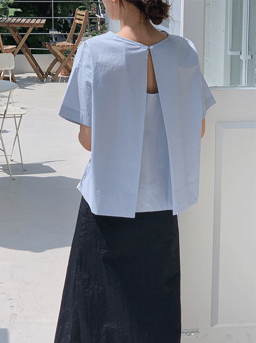 클린 백 슬릿 블라우스 (bl)