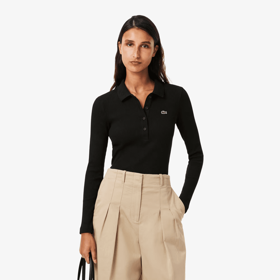 립조직 긴팔 폴로 셔츠