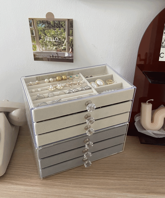 2colors 클라라 3단 악세사리 반지 귀걸이 목걸이 쥬얼리 보관함