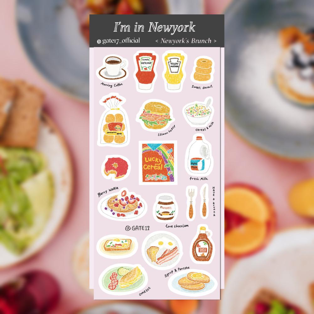 뉴욕의 브런치/칼선 스티커 다꾸 스티커 1매 여행기록 다이어리꾸미기