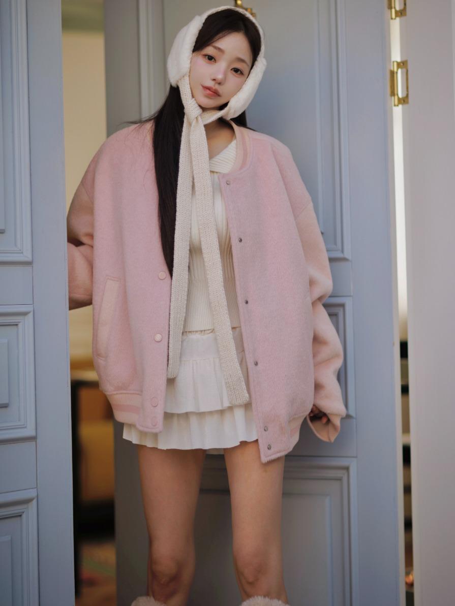 배색 바시티 자켓