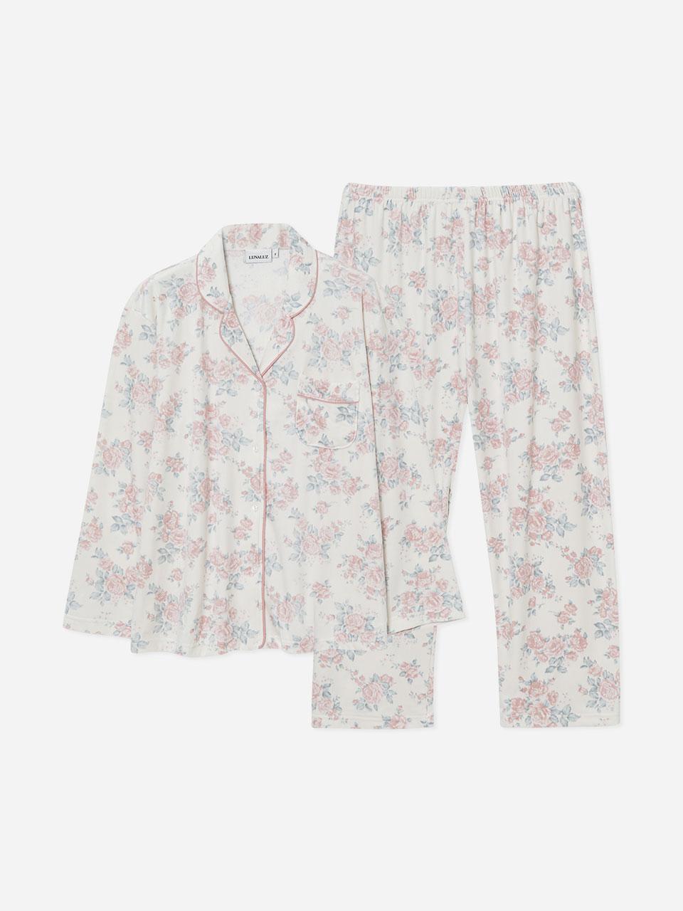 여성 에덴로즈 밍크스판 카라넥 긴소매 투피스 잠옷 24-07732