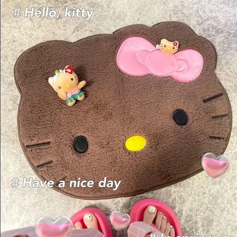 산리오 카왈리 하와이 헬로키티 도어매트, 욕실 침실 자동차 카펫, 수분 흡수 미끄럼 방지 만화 소녀 생일 선물