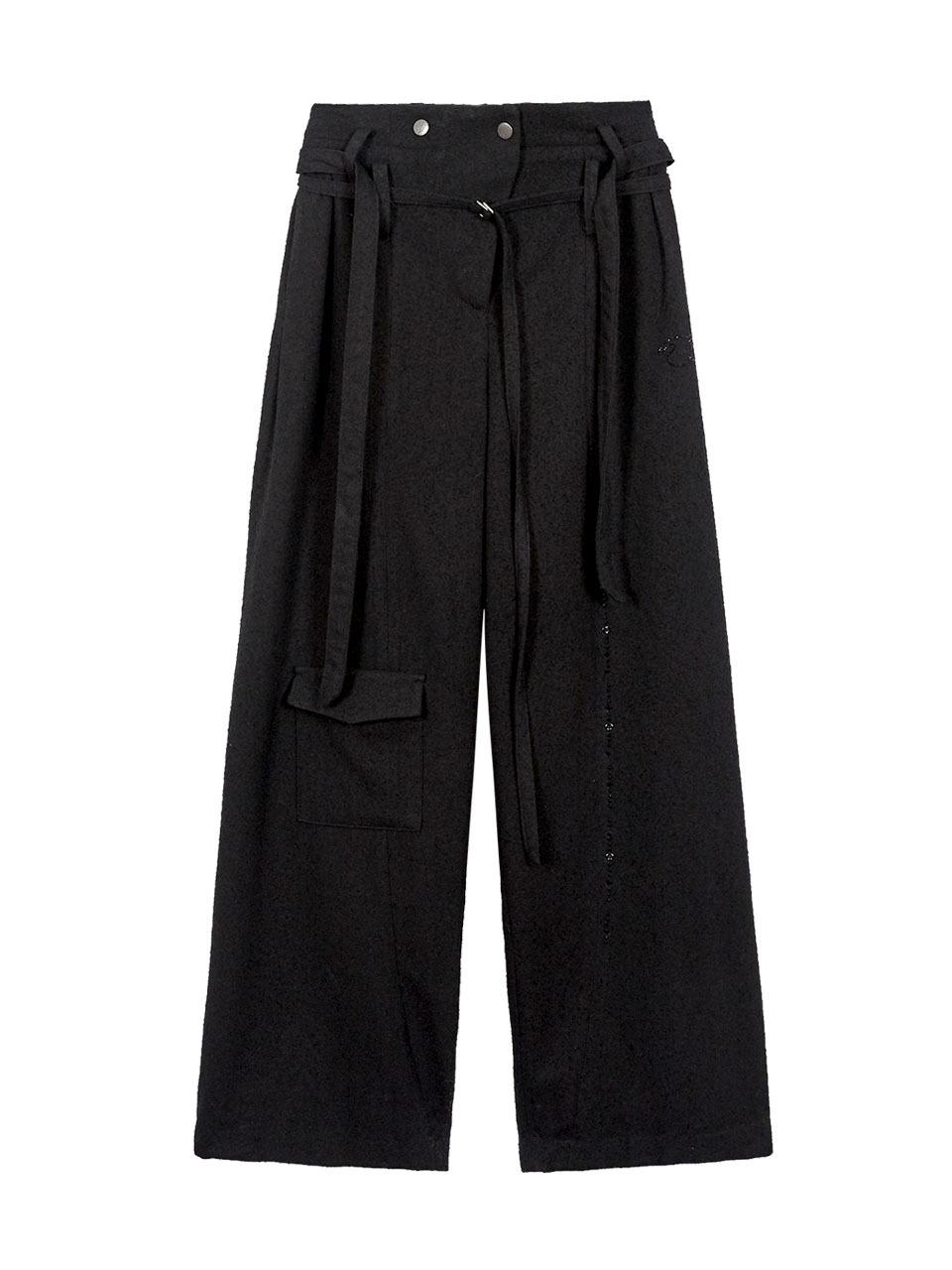 BELT LAYERED TROUSERS_BLACK