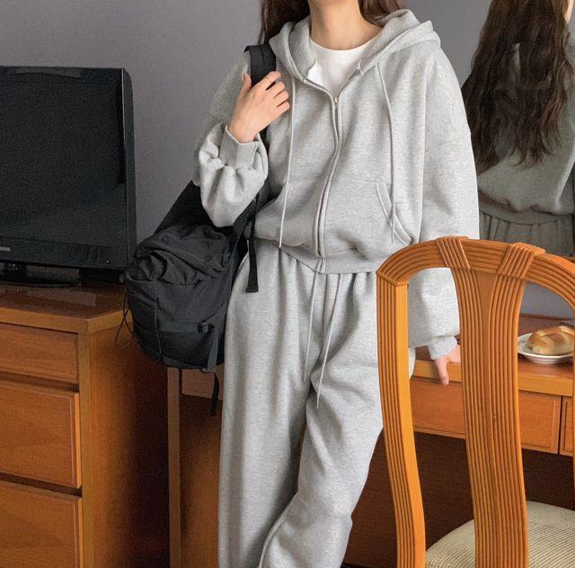 [기모] 투웨이 팬츠+후드집업 5colors 루즈핏 조거 와이드 세트 tnset B