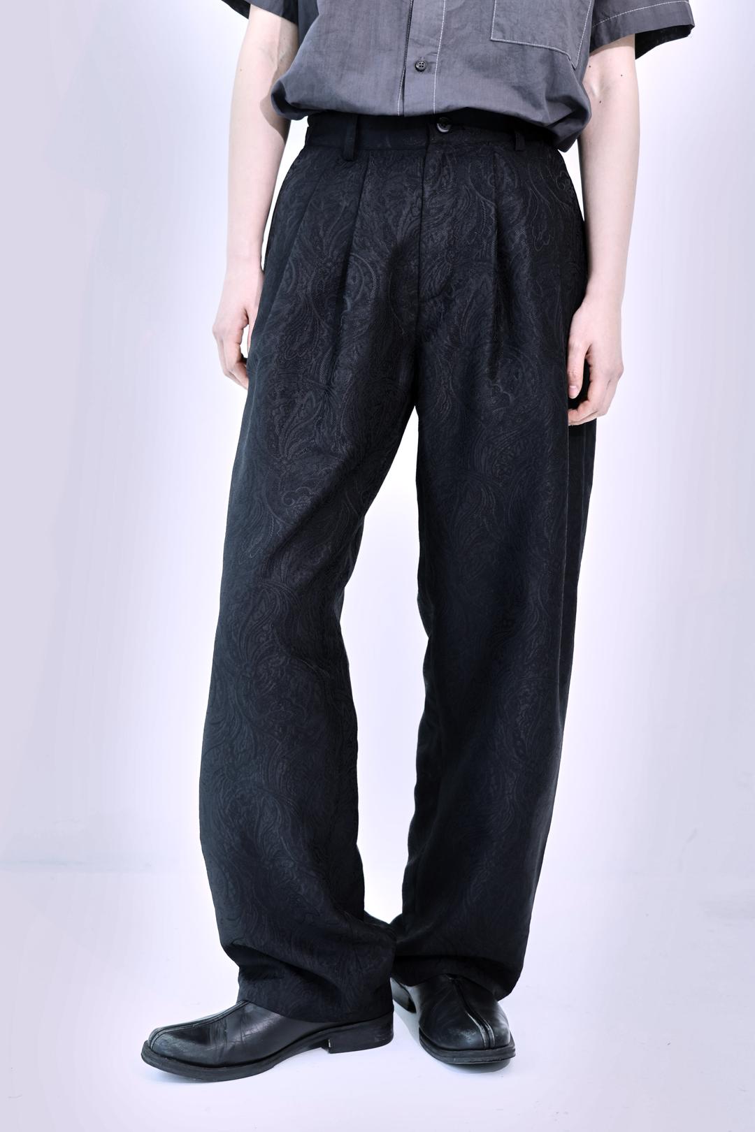 Paisley jacquard two tuck pants