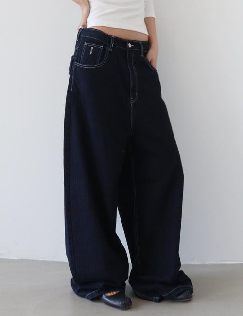 stitch pocket wide jeans
