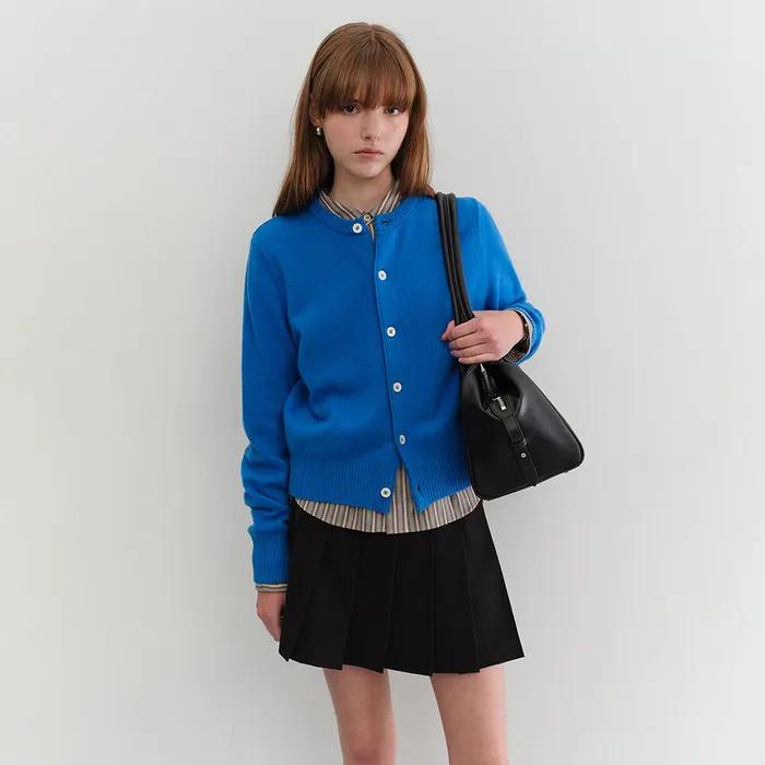 UNISEX CREWNECK KNIT CARDIGAN BLUE_UDSW5C101B2