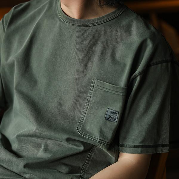 [엠비비카] 빈티지 워싱 워크 티셔츠