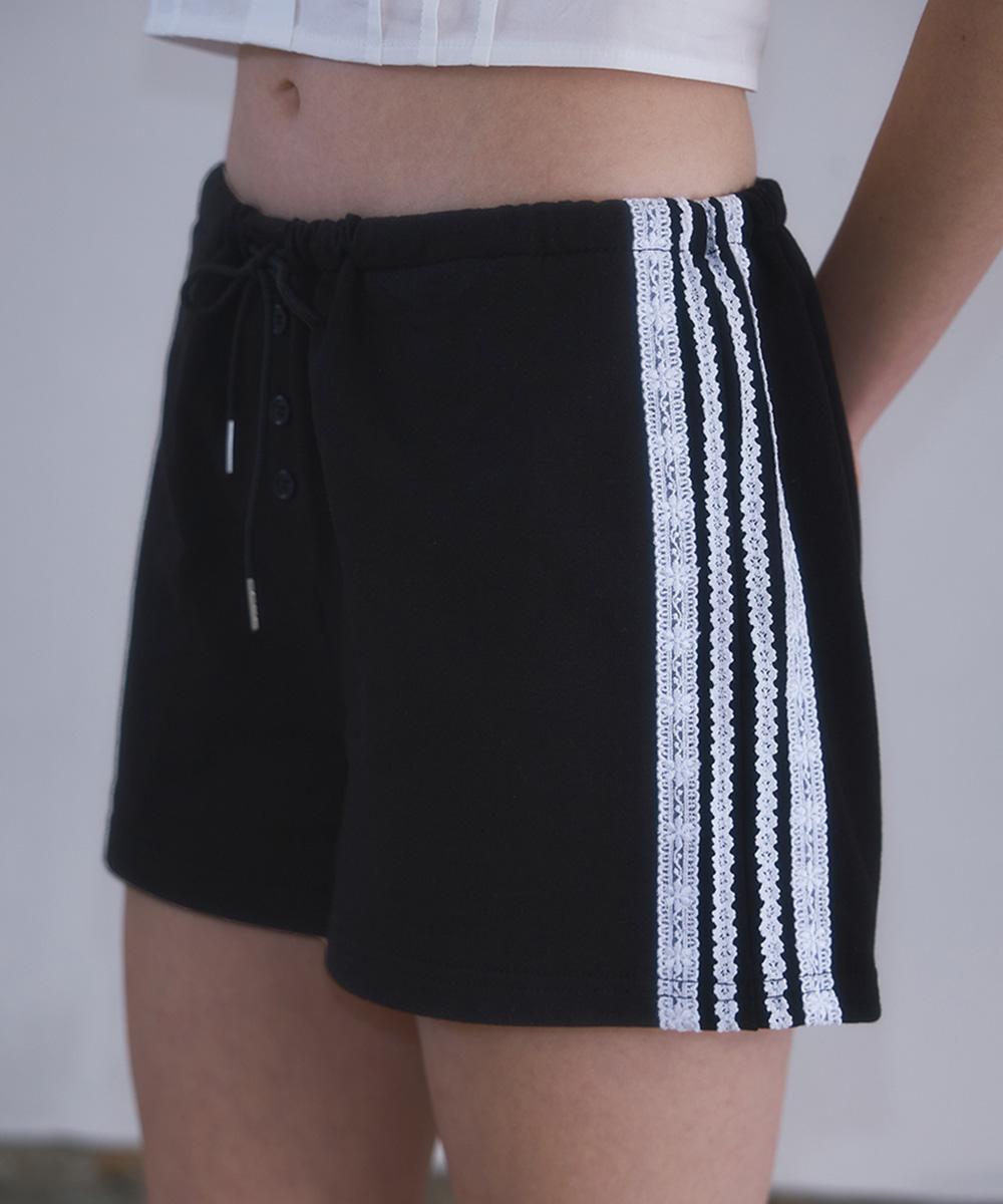 로제프란츠 Lace Track Shorts [Black]