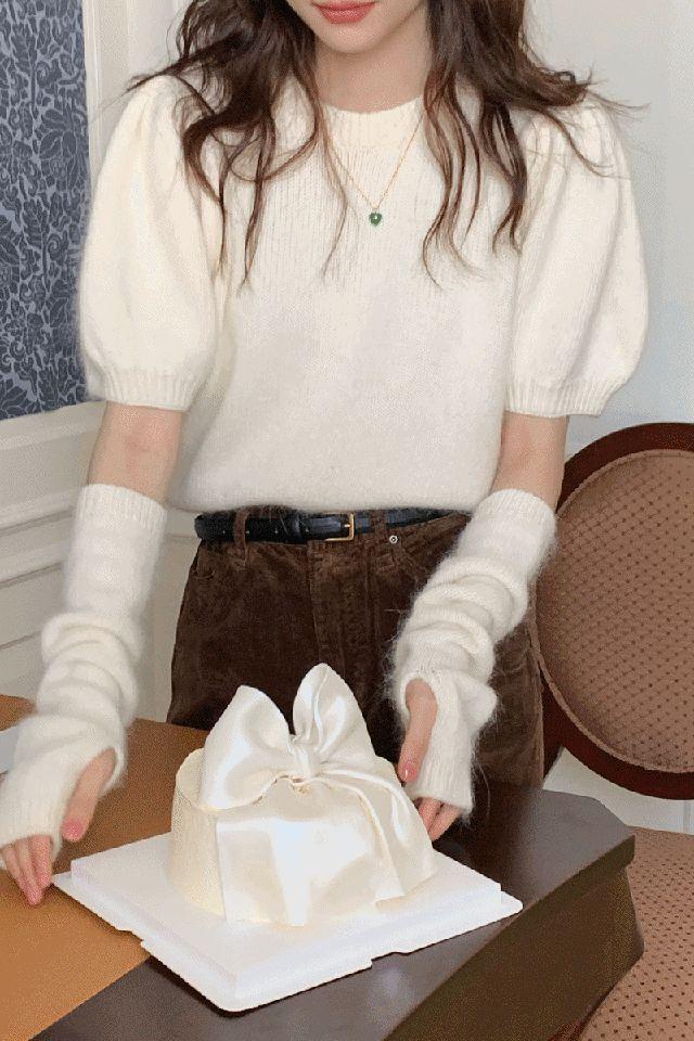 [신상할인 10%+무료배송] 로지 핸드워머니트 반팔니트 퍼프반팔니트 (4colors)