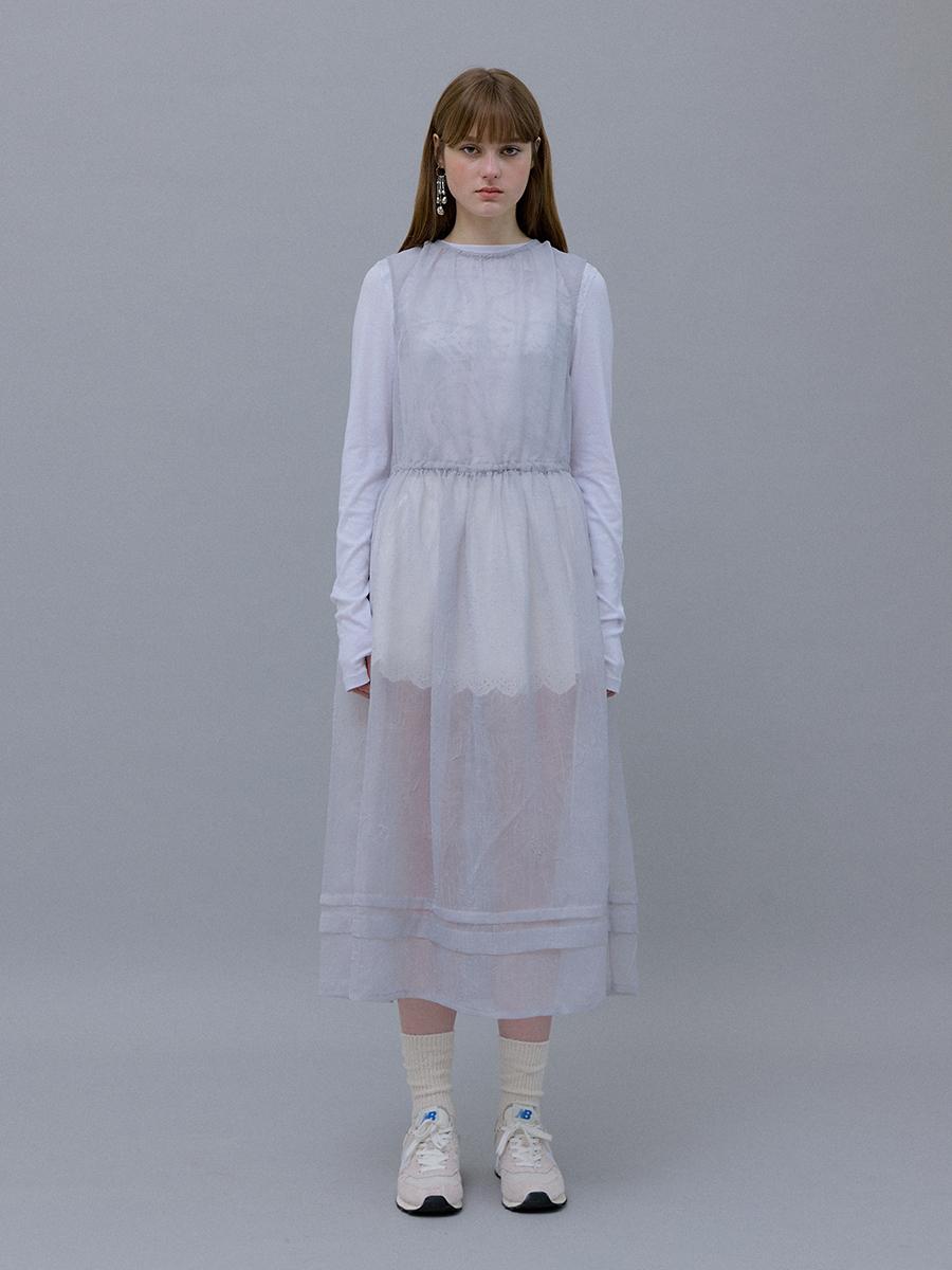 Back Tie Sheer Dress (Light Gray)