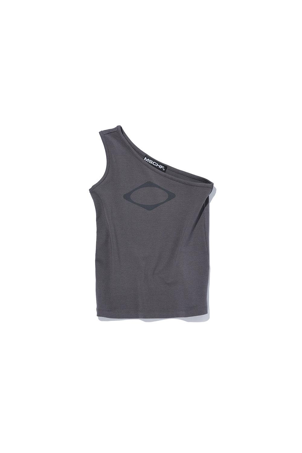 RHOMBUS ONE SHOULDER TOP_CHARCOAL