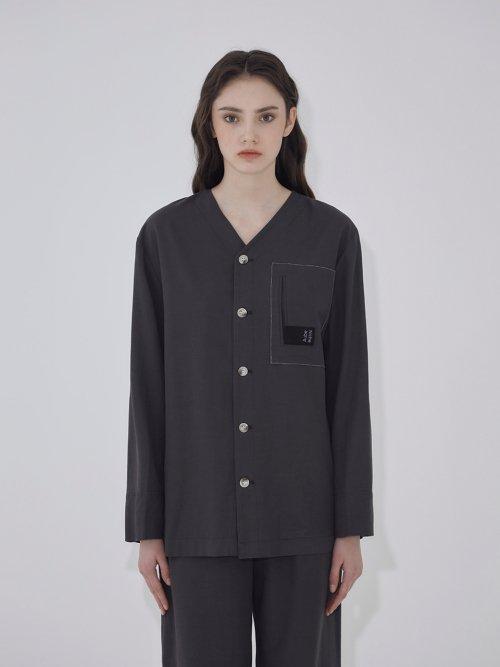 AUBE BLANCHE PAJAMA LONG SHIRTS_CHARCOAL