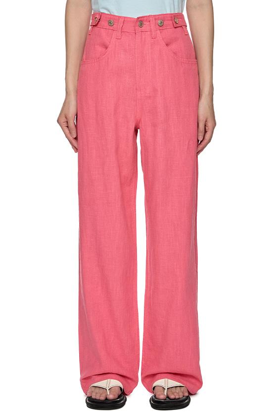 레빗 린넨 비죠 와이드 팬츠