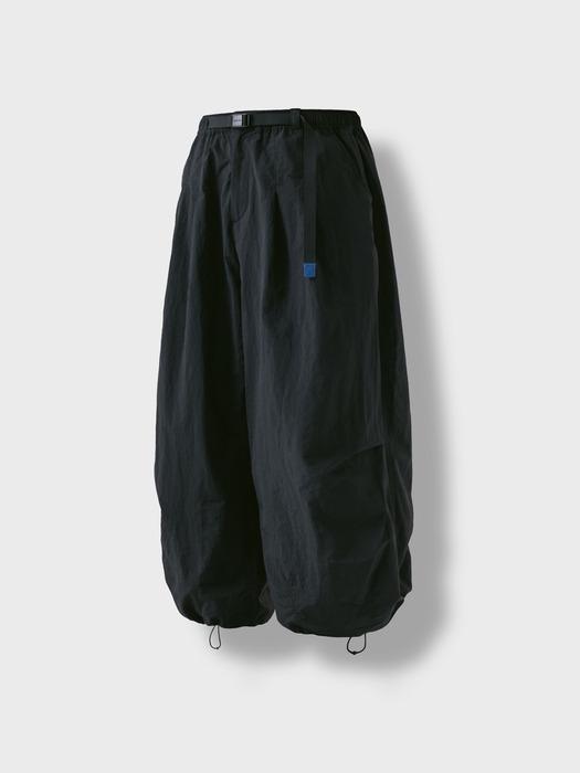 Nylon Tuck Belt String Balloon Pants - Black