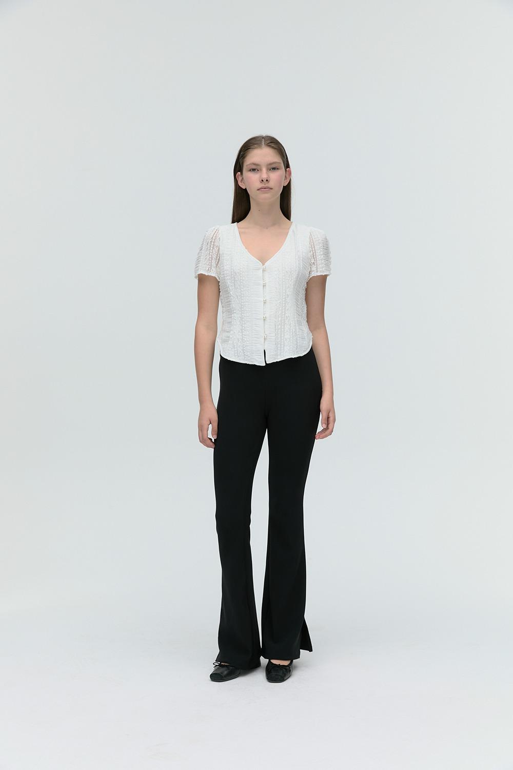 LACE PEARL BLOUSE [WHITE]