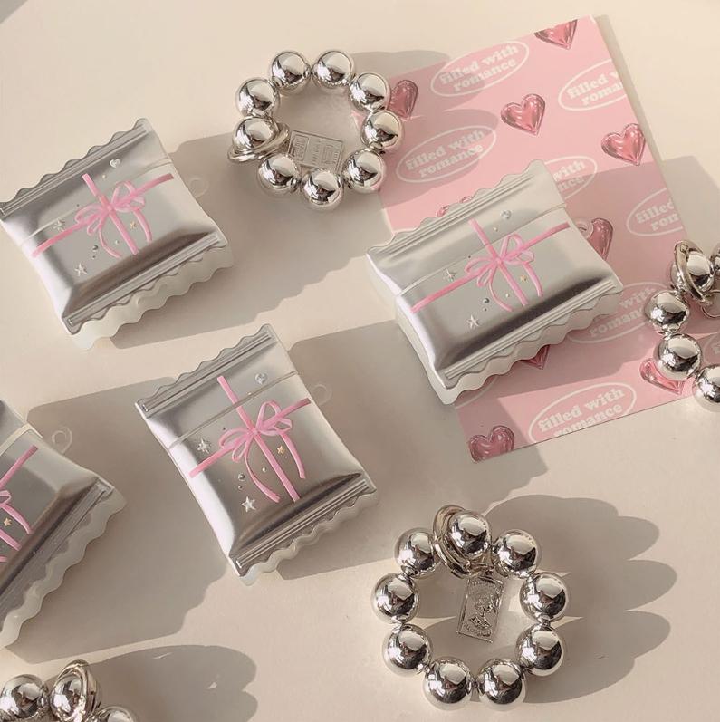 핑크리본 실버+키링set