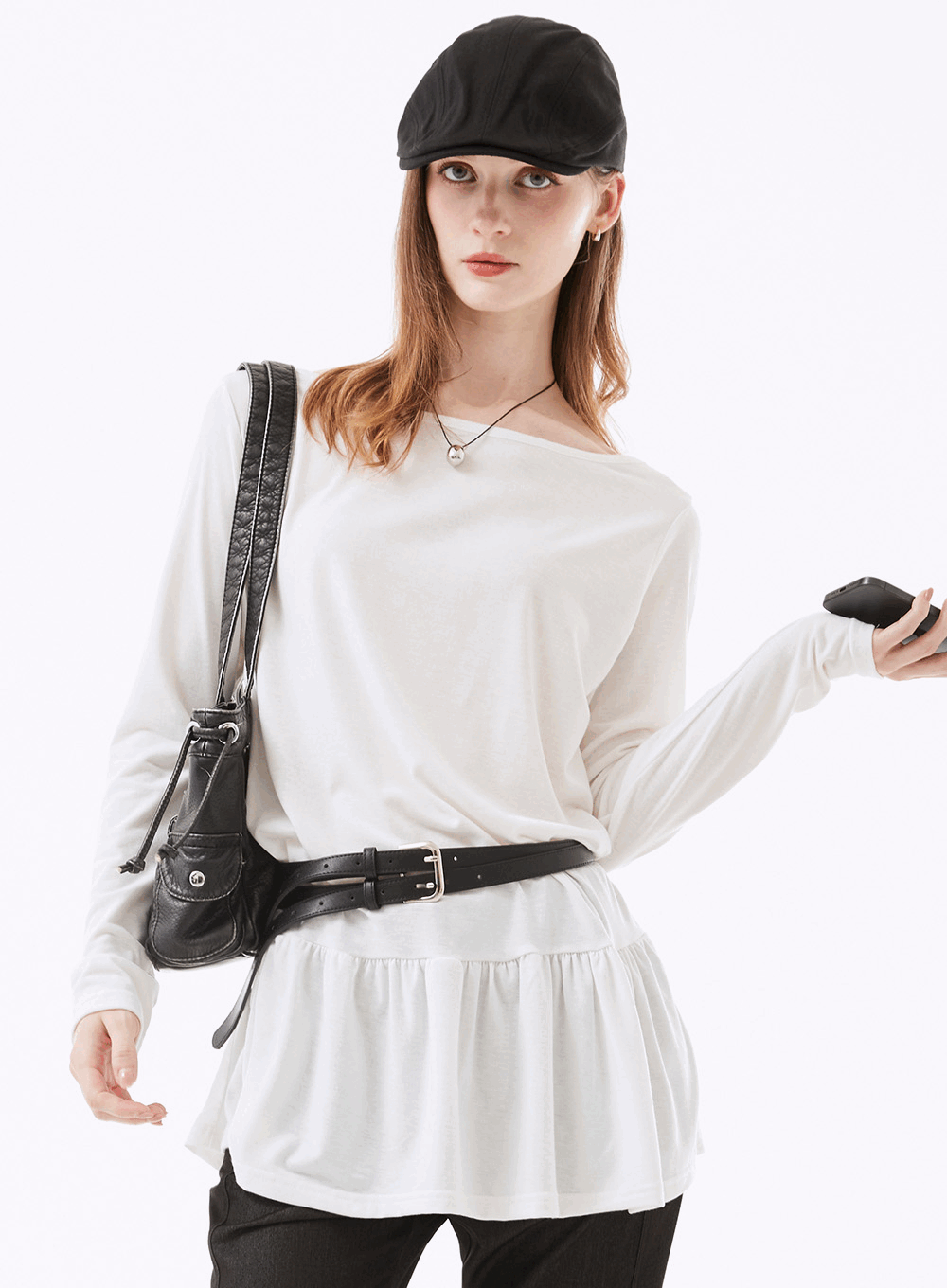 오베로 프릴 레이어드 긴팔티