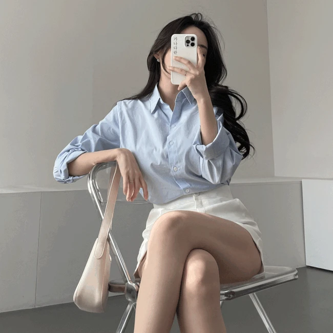 [📌직장인추천] 가나다란 파테르 데일리 면 기본 무지 긴팔 블라우스 셔츠 5color