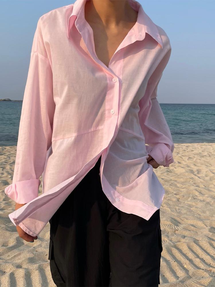 아사 절개 셔츠 (4color)