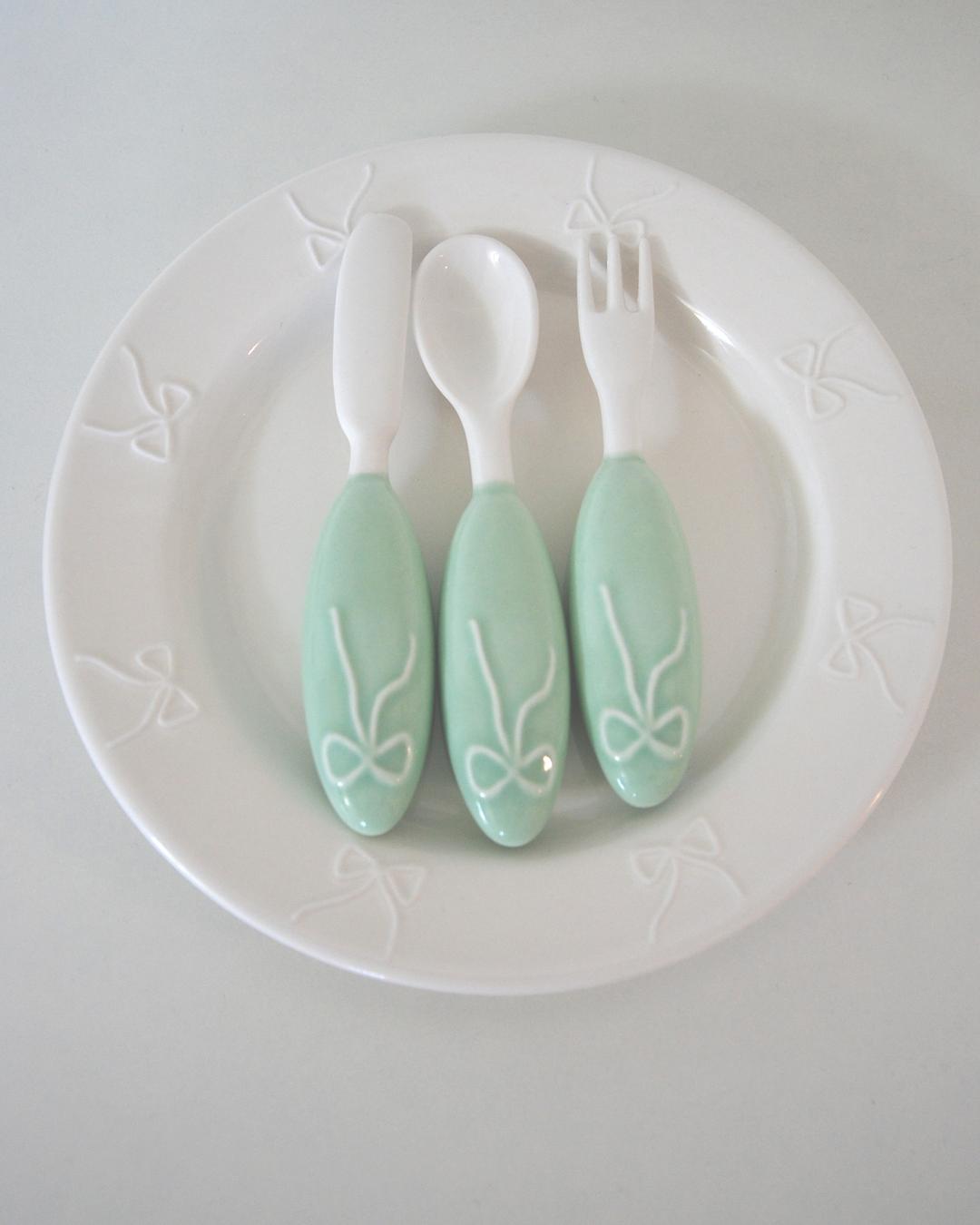 ribbon cutlery(mint/white)