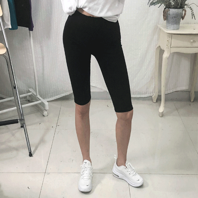 (1+1할인/쫀쫀) 면 스판 5부 레깅스