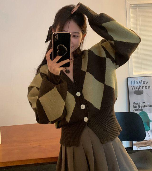 [당일출고]수엠W 간절기 세미크롭 가디건 S155 체스니트Y