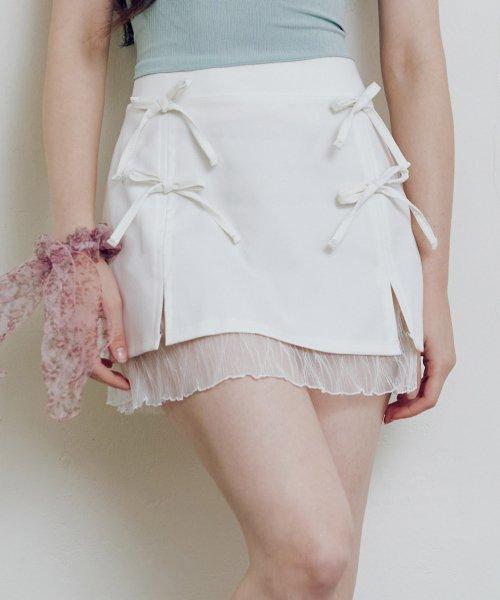 하루 리본 레이스 스커트 [WHITE]