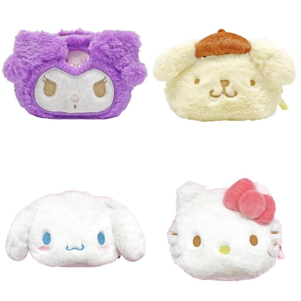 산리오 정품 후와후와 페이스 털 파우치 폼폼푸린 시나모롤 포차코 포챠코