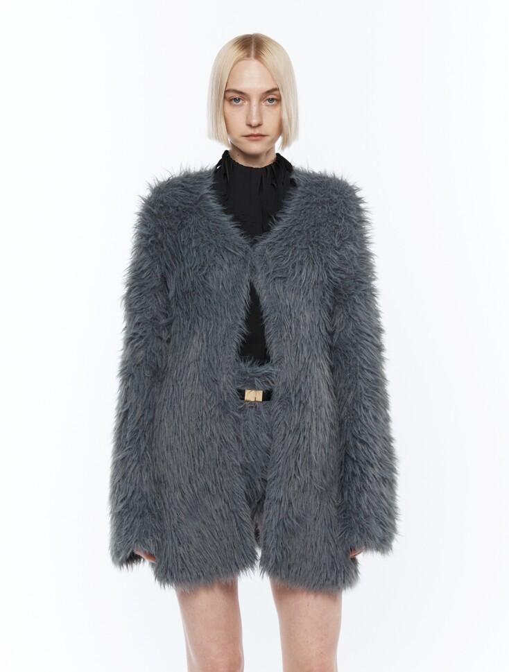 FAUX FUR CARDIGAN (W25KT9061GY)