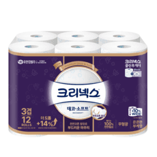 크리넥스 천연펄프 3겹 데코&소프트 와이드 35m, 12개입, 1개
