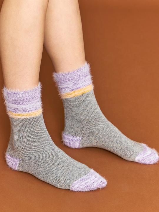 [설특가세일][NEUL] SnowflakeColor Block Socks_Melange Grey