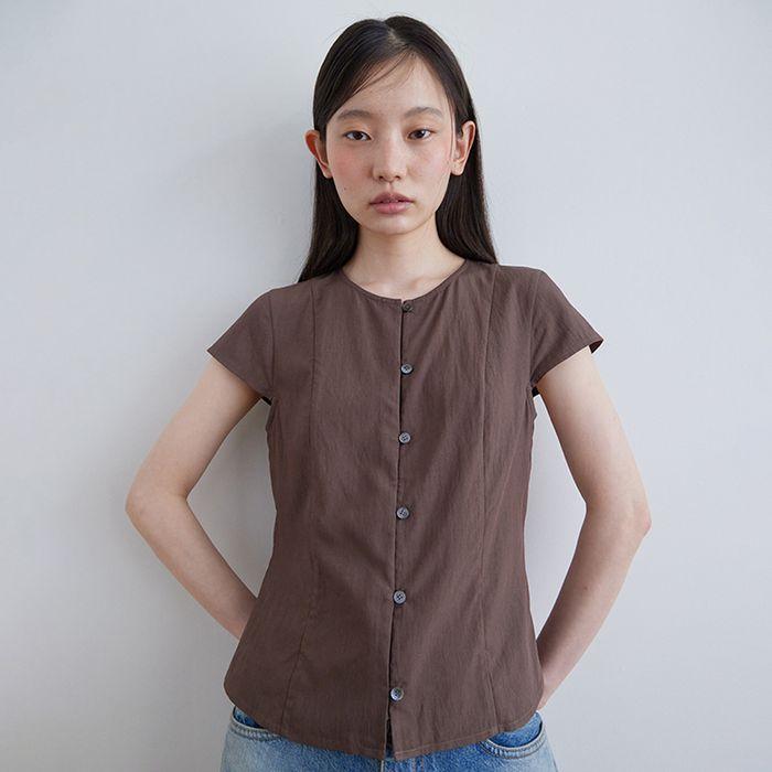 Cap sleeve blouse_BROWN
