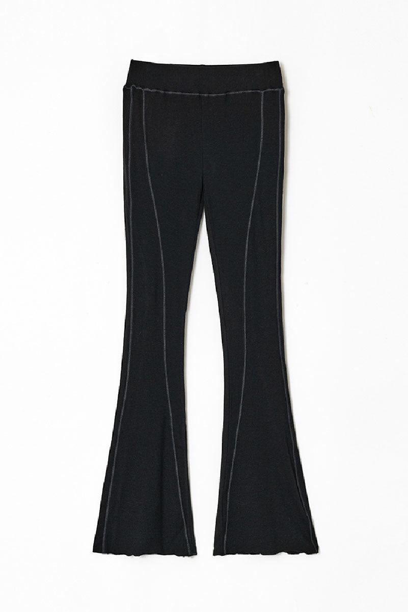 Curved line Boots cut Leggings _ black