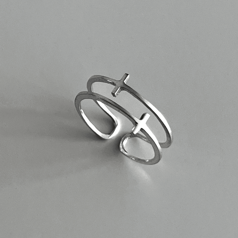 [925silver] 더블크로스 은반지