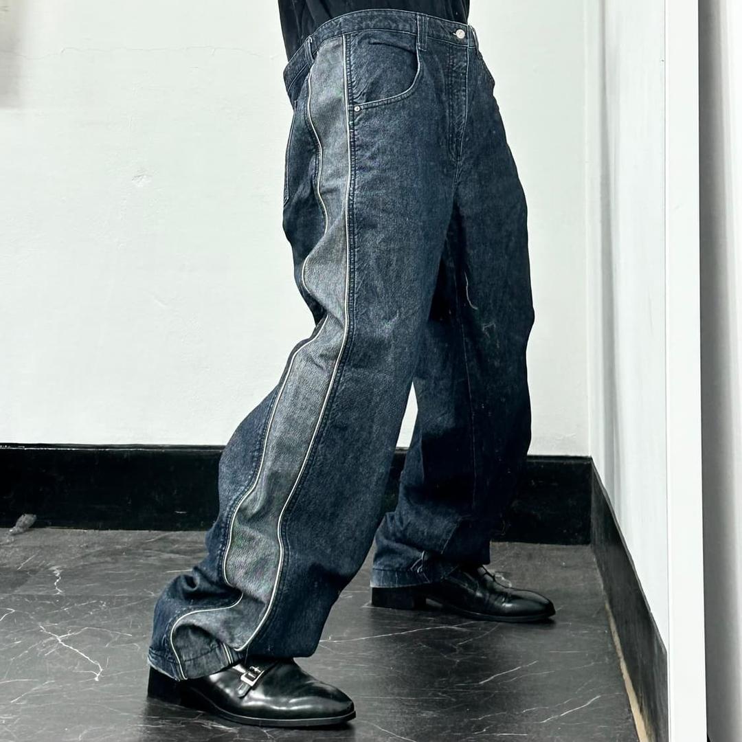 후부 사이드 라인 올드스쿨 배기 와이드 데님 팬츠 | 후루츠패밀리