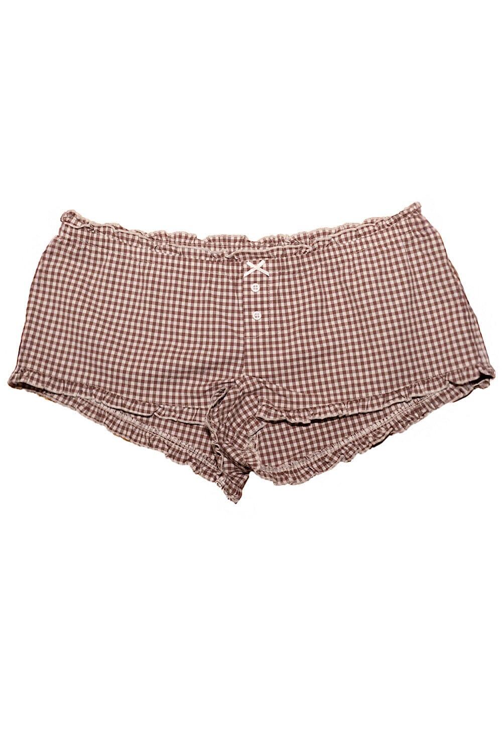 Keira Pajama Shorts - Burgundy And White Checkered / XS/S