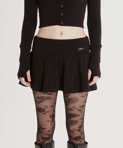 골지 플레어 스커트_블랙