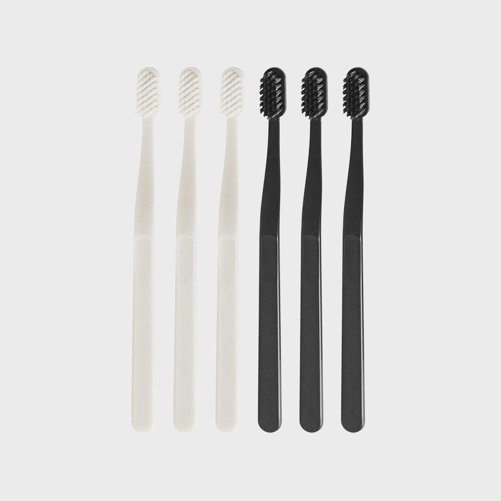 생활도감 칫솔 6개입 화이트3+블랙3
