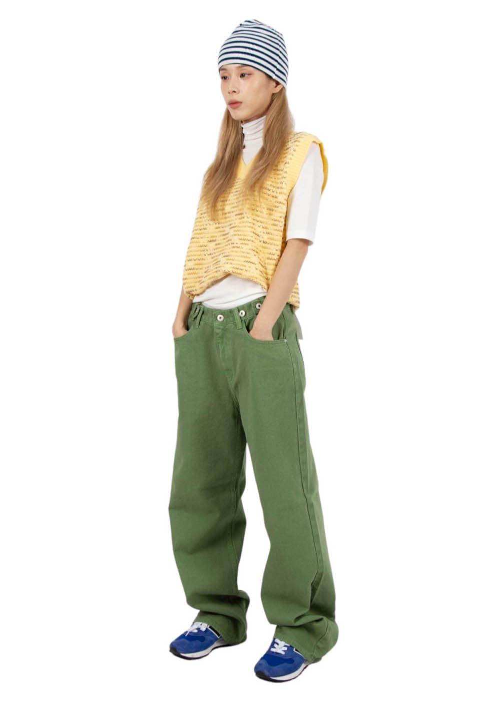 TONED DYEING BUTTON PANTS