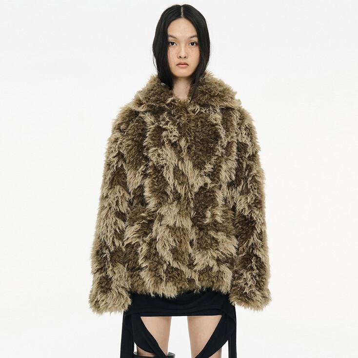 MIXED FUR JACKET / BROWN