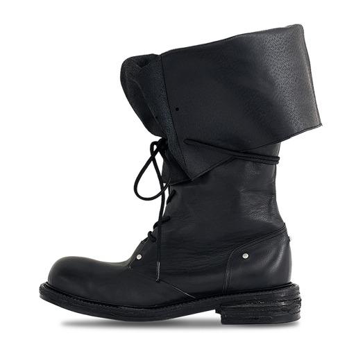 [11/21 예약배송] Folded lace-up long boots_Black